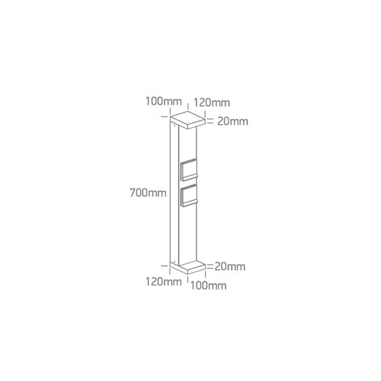 ANTHRACITE BOLLARD 70cm 8W WW IP65 3000K 230V 2x SCHUKO 1000w each 67508B/AN/W ONE LIGHT