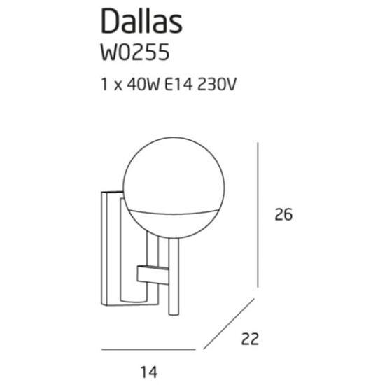 DALLAS kinkiet czarny W0255 MaxLight