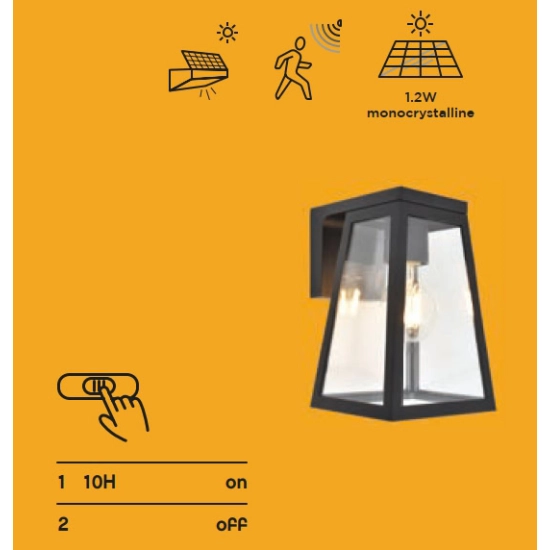Kinkiet FIA SOLAR - CZUJNIK RUCHU 6990901012 LUTEC