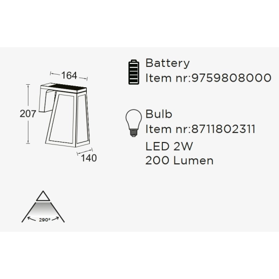 Kinkiet FIA SOLAR - CZUJNIK RUCHU 6990901012 LUTEC