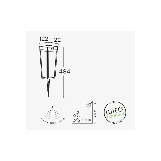 Lampa stojąca DIAS SOLAR - CZUJNIK RUCHU 6996601012 LUTEC