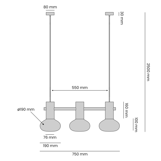 LAMPA WISZĄCA FLO sky III 7000E31_S 3x E14 max 10W Aldex