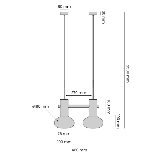 LAMPA WISZĄCA FLO sky II 7000H31_S 2 x E14 max 10W Aldex