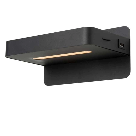 ATKIN Kinkiet LED 1x5W 2700K With USB charging point czarny 77280/05/30 Lucide - zdjęcie dodatkowe 3