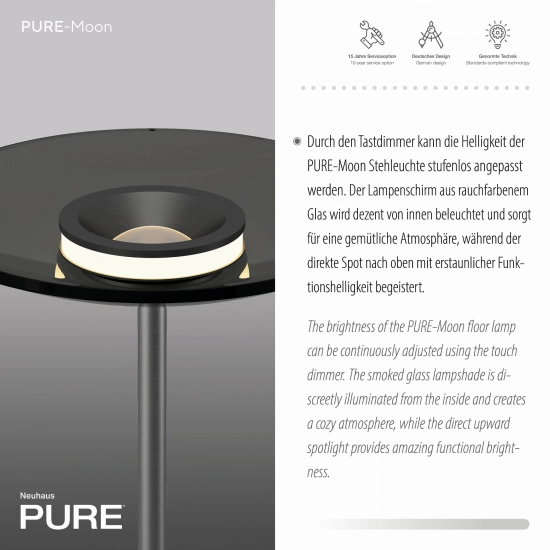 Lampa podłogowa Pure Moon Szara 594-15 Paul Neuhaus