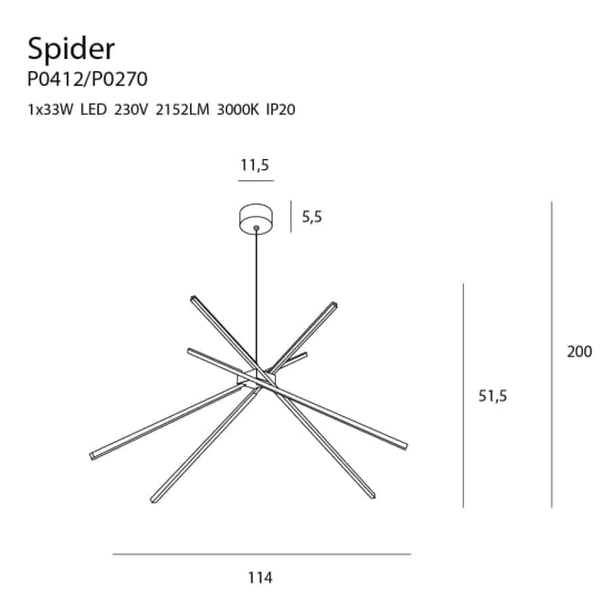 SPIDER P0412 LAMPA WISZĄCA MaxLight - zdjęcie dodatkowe 1