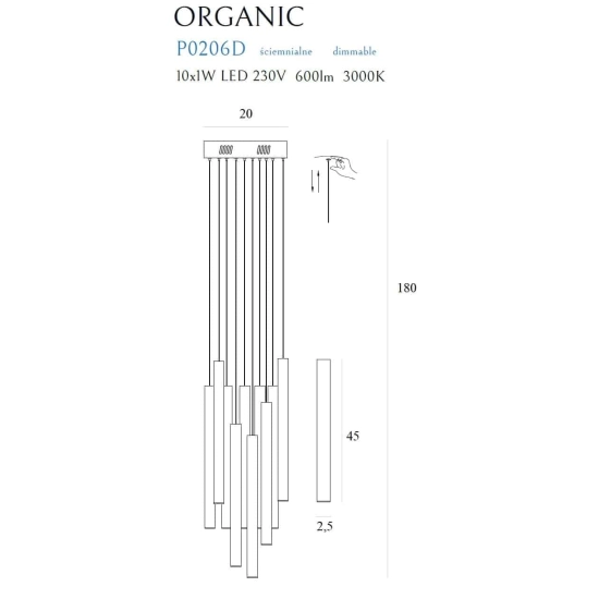 ORGANIC CHROM P0206D lampa wisząca średnia ściemnialna - zdjęcie dodatkowe 2