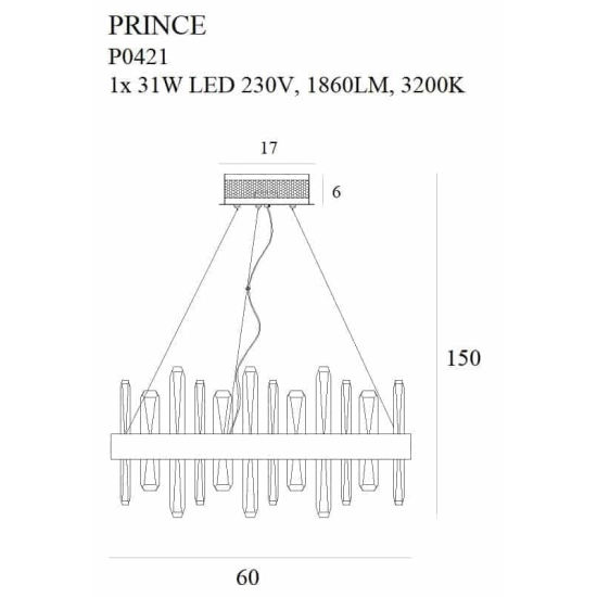 PRINCE P0421 LAMPA WISZĄCA DUŻA MaxLight - zdjęcie dodatkowe 2