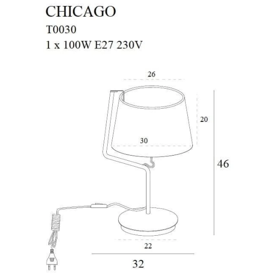 Lampa stołowa CHICAGO T0030 chrom MAXlight - zdjęcie dodatkowe 1