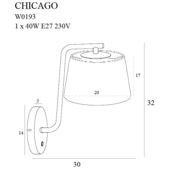 Kinkiet CHICAGO I W0193 white MAXlight - zdjęcie dodatkowe 1
