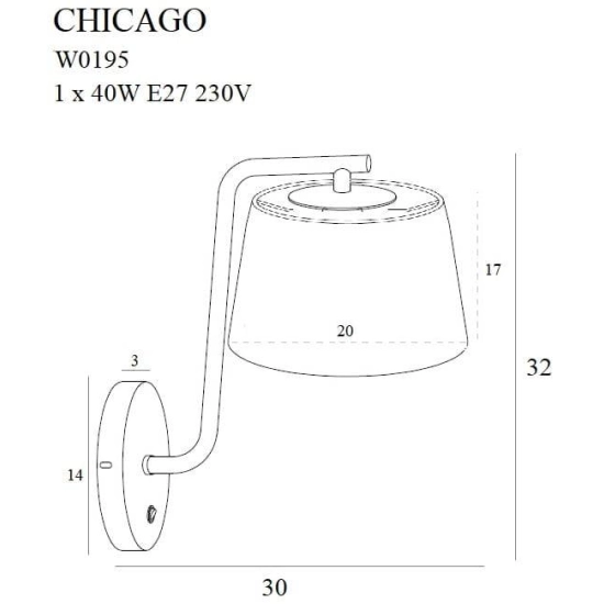 Kinkiet CHICAGO I W0195 chrom MAXlight - zdjęcie dodatkowe 1