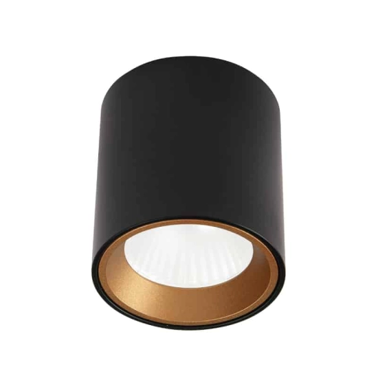 TUB C0211 LAMPA SUFITOWA OKRĄGŁA CZARNA + PIERŚCIEŃ OZDOBNY ZŁOTY RC0155/C0156 GOLD MaxLight - zdjęcie produktu