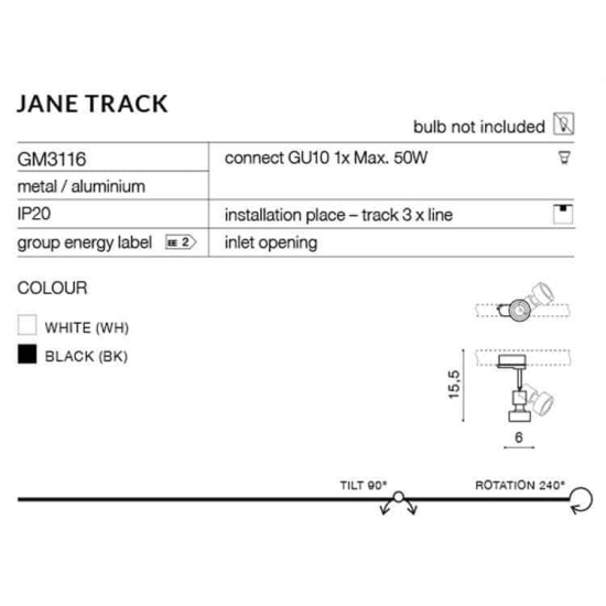 Reflektor Jane track (white) AZ2460 AZZARDO