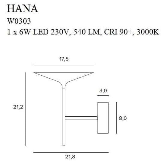 KINKIET CZARNY HANA W0303 MaxLight - zdjęcie dodatkowe 2