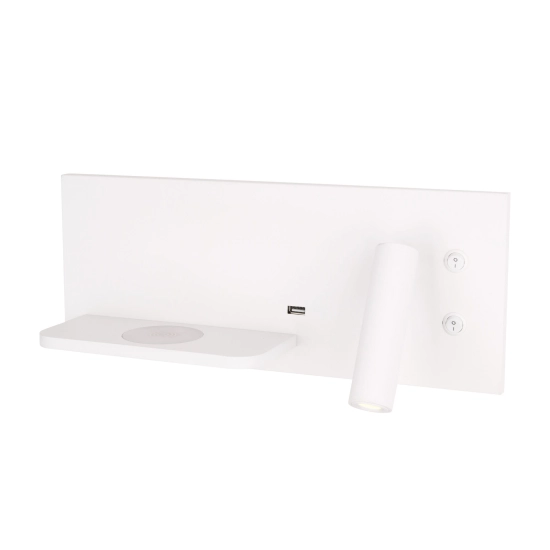 Superior W0291l Kinkiet Z Gniazdem Usb I Ładowarką Indukcyjną Biały MaxLight
