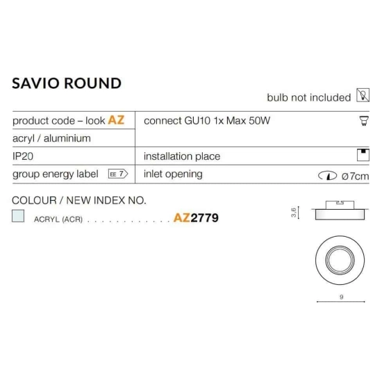 Oprawa stropowa Savio Round AZ2779 AZZARDO
