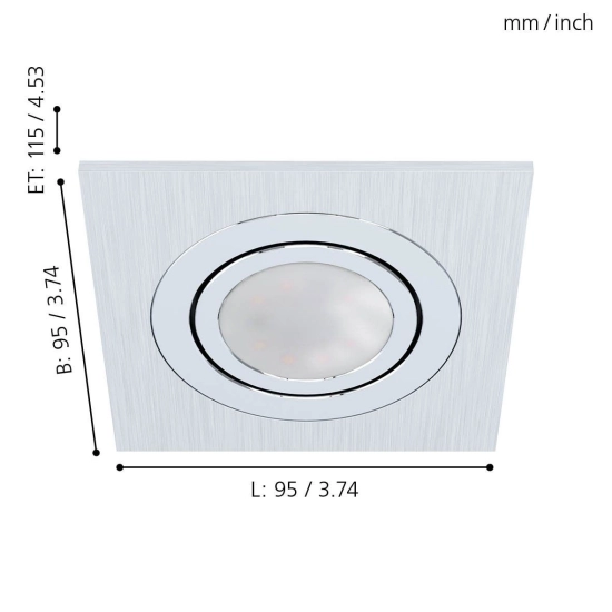 AREITIO Oprawa stropowa GU10 LED aluminium szczotkowane zestaw 3 szt 98637 EGLO