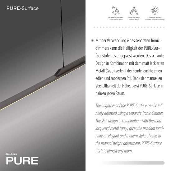 Lampa wisząca Pure Surface Szary 2301-15 Paul Neuhaus - zdjęcie dodatkowe 7