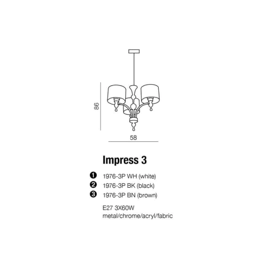 Lampa wisząca Impress 3 AZ0498 Black AZZARDO