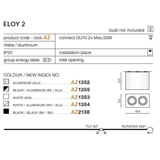 Plafon ELOY 2 WHITE AZ1353 AZZARDO