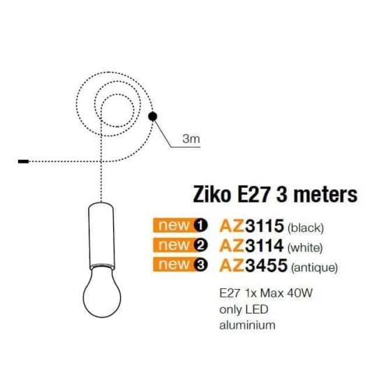 Moduł wiszący Ziko E27 3M AZ3115 AZZARDO