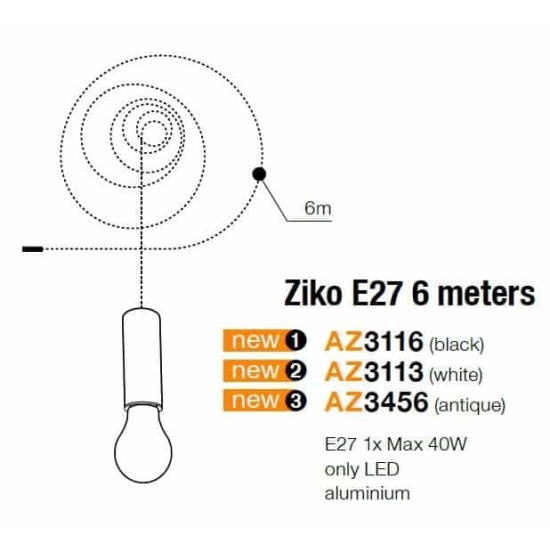 Moduł wiszący Ziko E27 6M AZ3113 AZZARDO