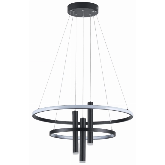 Lampa wisząca Amanda LED czarny mat Ringi i tuby włączane osobno 343005-30 REALITY