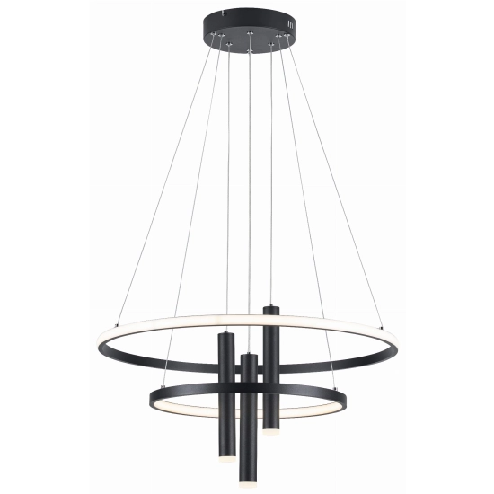 Lampa wisząca Amanda LED czarny mat Ringi i tuby włączane osobno 343005-30 REALITY