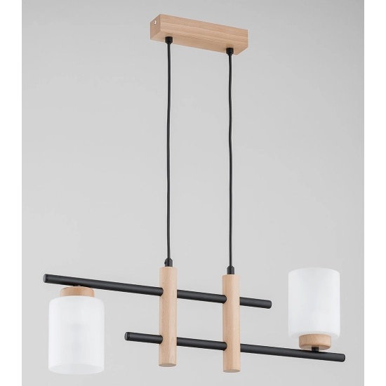 Lampa wisząca Arysto 2xE27 czarna jasne drewno 62551 ALFA