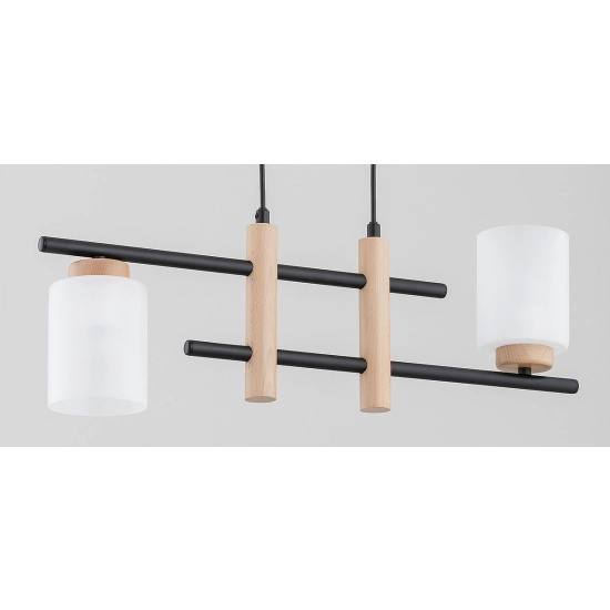 Lampa wisząca Arysto 2xE27 czarna jasne drewno 62551 ALFA