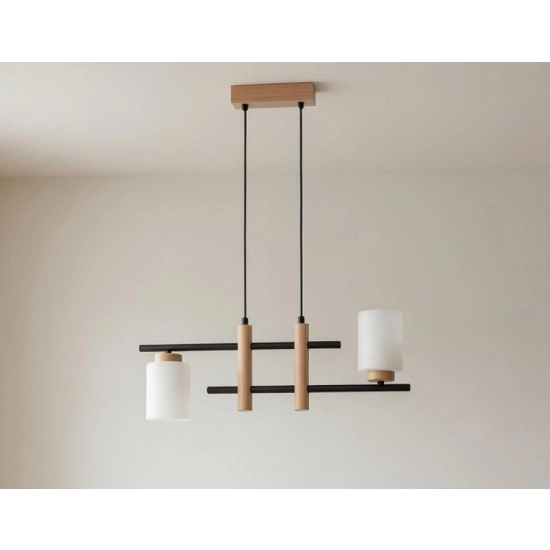 Lampa wisząca Arysto 2xE27 czarna jasne drewno 62551 ALFA