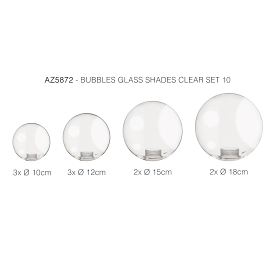 Komplet kloszy przezroczysty 10 BUBBLES GLASS SHADES SET 10 CLEAR AZ5872 AZZARDO