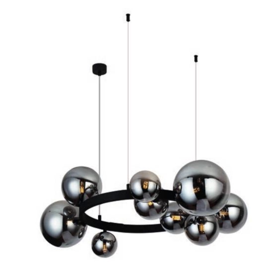 Komplet kloszy dymiony chrom 10 BUBBLES GLASS SHADES SET 10 SMOKY AZ5873 AZZARDO