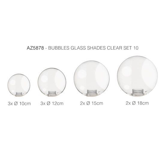 Komplet kloszy przezroczysty 15 BUBBLES GLASS SHADES SET 15 CLEAR AZ5878 AZZARDO