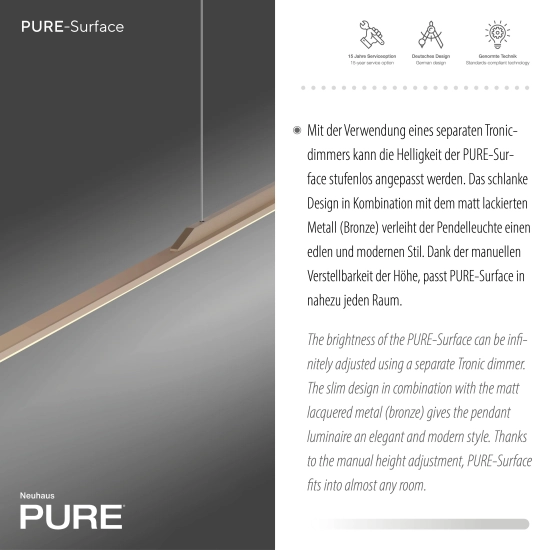 Lampa wisząca Pure Surface Brązowy 2301-97 Paul Neuhaus - zdjęcie dodatkowe 10