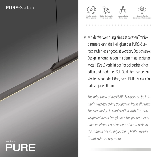 Lampa wisząca Pure Surface Szary 2301-15 Paul Neuhaus - zdjęcie dodatkowe 5