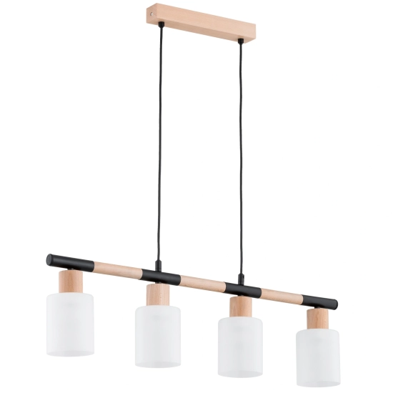 Lampa wisząca DELLA 4xE27 czarna jasne drewno 63351 ALFA