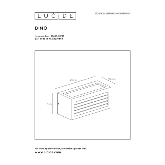 Kinkiet DIMO 1xE27 IP54 Anthracite 27853/01/30 Lucide - zdjęcie dodatkowe 2