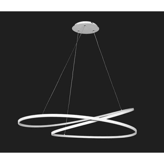 Lampa wisząca DOUBLE RING 60W biała + Pilot