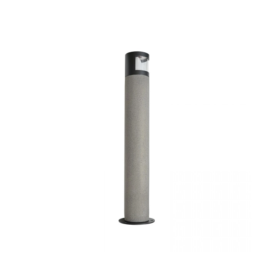 E410 OUTDOOR BOLLARD LED LIGHT 10W 3000K NATURAL CONCRETE- BLACK METAL - PC DIFFUSER IP65 Zambelis Lights