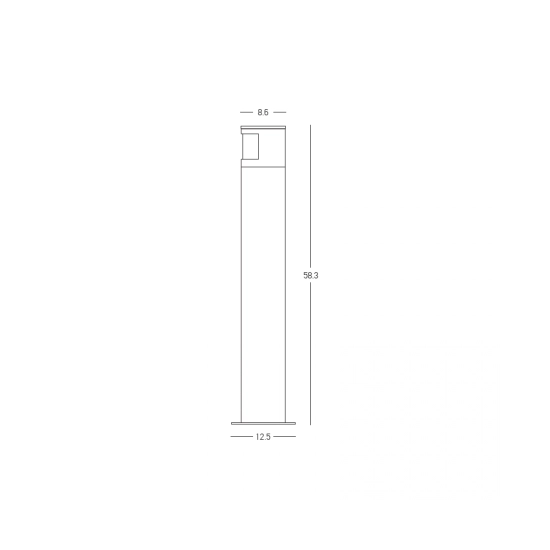E410 OUTDOOR BOLLARD LED LIGHT 10W 3000K NATURAL CONCRETE- BLACK METAL - PC DIFFUSER IP65 Zambelis Lights