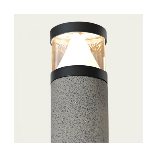 E411 OUTDOOR BOLLARD LED LIGHT 10W 3000K NATURAL CONCRETE- BLACK METAL - PC DIFFUSER IP65 Zambelis Lights