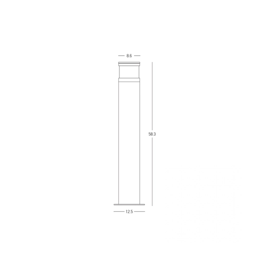 E411 OUTDOOR BOLLARD LED LIGHT 10W 3000K NATURAL CONCRETE- BLACK METAL - PC DIFFUSER IP65 Zambelis Lights