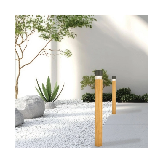 E424 OUTDOOR BOLLARD LED LIGHT 8W 3000K GRAPHITE- WOOD IP65 Zambelis Lights