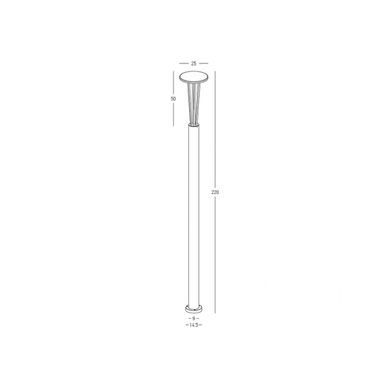E445 OUTDOOR LAMP POST LED LIGHT 15.5W 3000K GRAPHITE ALUMINIUM IP65 Zambelis Lights