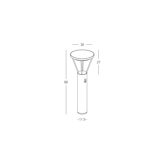 E448 OUTDOOR LAMP POST-BOLLARD LED SOLAR LIGHT 5W 3000K GRAPHITE ALUMINIUM IP54 Zambelis Lights
