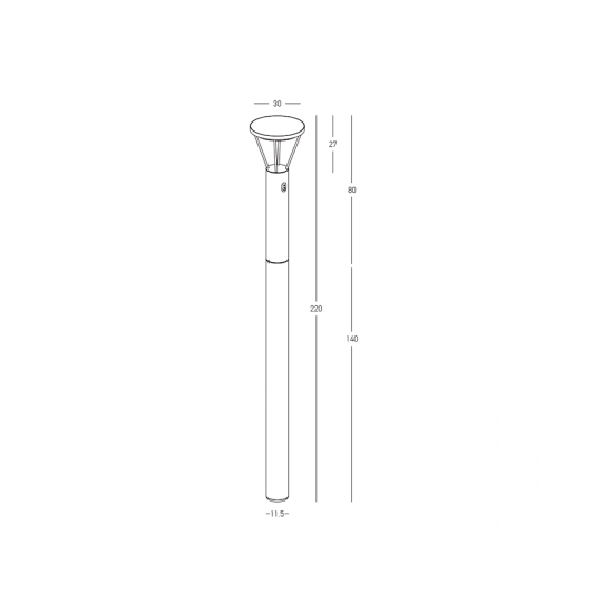 E448 OUTDOOR LAMP POST-BOLLARD LED SOLAR LIGHT 5W 3000K GRAPHITE ALUMINIUM IP54 Zambelis Lights