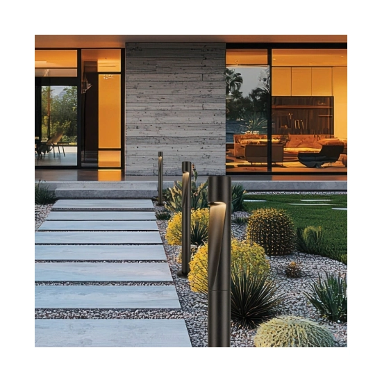 E463 OUTDOOR BOLLARD LED LIGHT 6W 3000K SANDY BLACK ALUMINIUM - GLASS IP65 Zambelis Lights