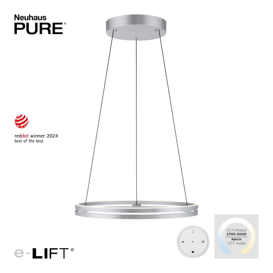 Lampa wisząca Pure E-loop Aluminium 2551-95 Paul Neuhaus - zdjęcie produktu