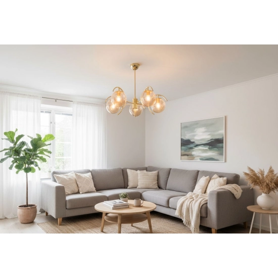 Lampa wisząca EL-DORADO ZŁOTY 5xE14 63166 ALFA